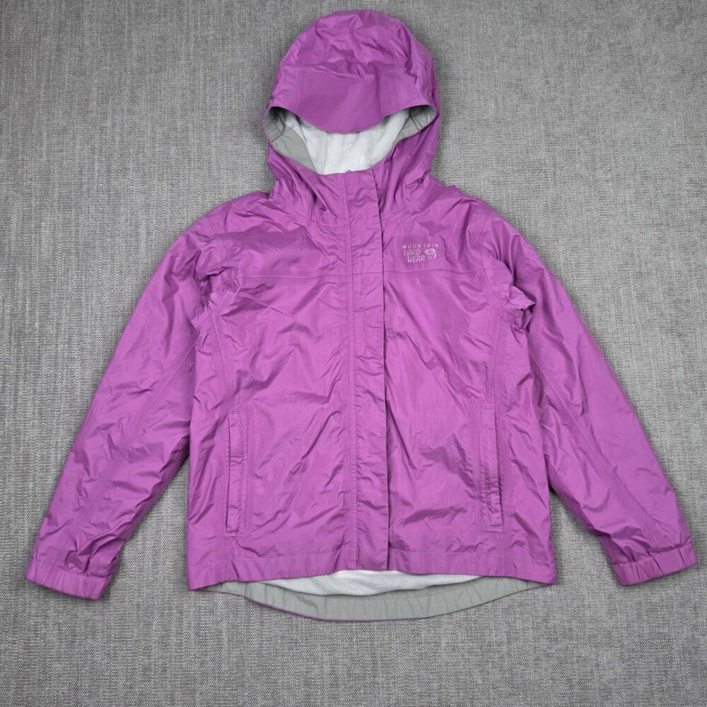 Mountain Hardwear Rain Jacket Youth Medium Purple Pink Hooded Waterproof Coat